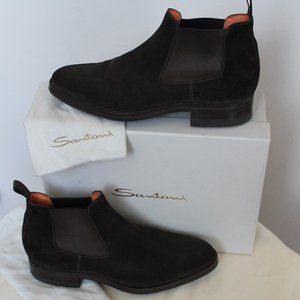 Santoni  Men's Brown Suede Chelsea Boot US size 10 very little use made in Italy